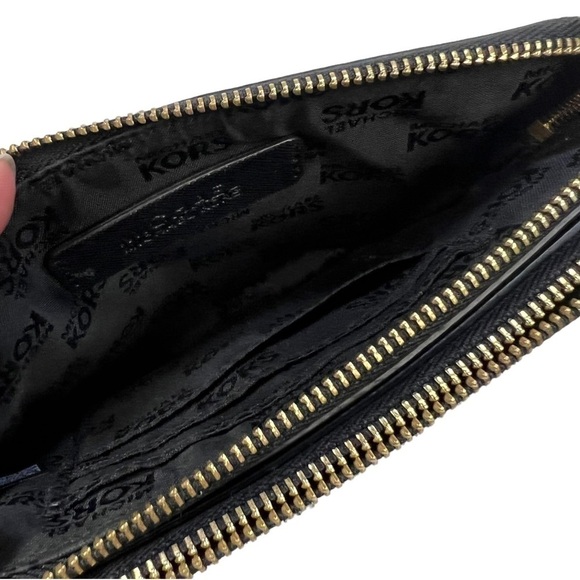 Michael Kors MK Black Double Zip Wristlet Clutch Wallet - Picture 5 of 8